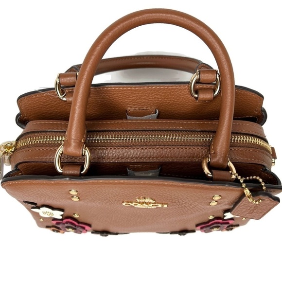 Coach Lillie Flower Floral Appliqué Rivet Brown Leather Crossbody Bag 2849 NWT - Picture 5 of 13